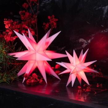 STERNTALER LED csillag, rózsaszín, Ø 8 cm, 18 ágú, IP44 elem kép