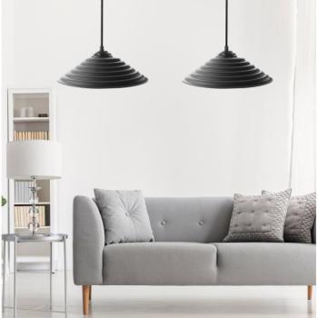 Stílusos UFO csillár (2 db), Fekete, 50 cm Magasság | Állítható kábel, E27 aljzat, modern ipari és skandináv design | Tökéletes otthoni és irodai használatra kép