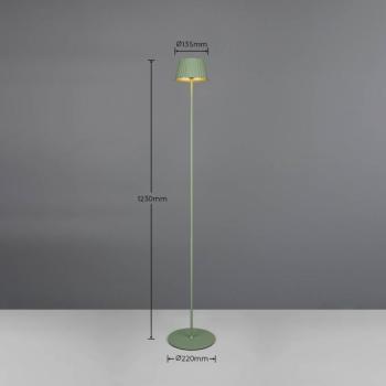 Suarez LED-es újratölthető állólámpa, zöld, magasság 123 cm, fém kép