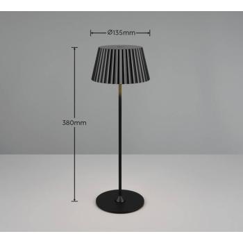 Suarez LED-es újratölthető asztali lámpa, fekete, magasság 39 cm, fém kép