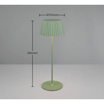 Suarez LED-es újratölthető asztali lámpa, zöld, magasság 39 cm, fém kép