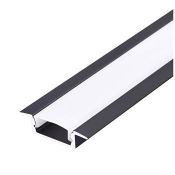 Süllyeszthető LED profil szett P02 opál fedlappal 2000 mm fekete, KOBI-004631 kép
