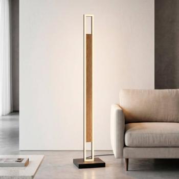 Sveja LED álló lámpa, fekete/fa színű, magasság 140 cm, CCT