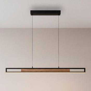 Sveja LED függő lámpa, hossza 115 cm, fekete/fa színű, CCT kép