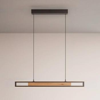 Sveja LED függő lámpa, hossza 80 cm, fekete/fa színű, CCT kép