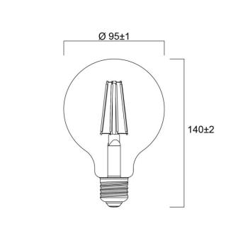 Sylvania E27 izzószálas LED G95 4 W 2 700 K 840 lm kép