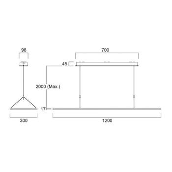 Sylvania LED függesztett lámpa Areum, 120 x 30 cm, 840, DALI kép