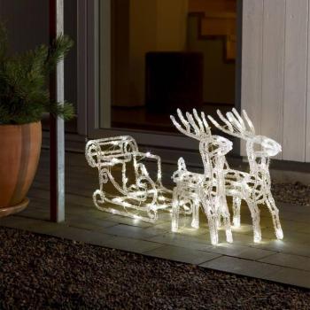 Szán 2 rénszarvassal LED világító figura, IP44 kép