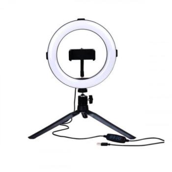 Szelfi gyűrűs LED lámpa , asztali , 10W , USB , állvánnyal, távirányítóval , állítható színhőmérséklet (CCT) , dimmelhető , Optonica kép