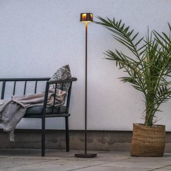 Szép LED-es újratölthető állólámpa, rozsdaszínű, alumínium, IP54, kép