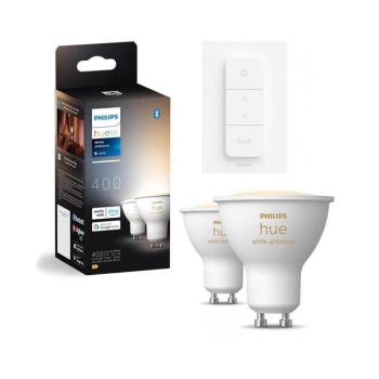 SZETT 2x dimmelhető LED izzó Philips Hue White Ambiance GU10/4,2W/230V + fényerőszabályzó P6173+P4252 kép