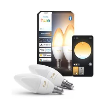 SZETT 2x fényerőszabályozható LED izzó Philips Hue WA B39 E14/3,7W/230V 1000-20000K 8721103099488