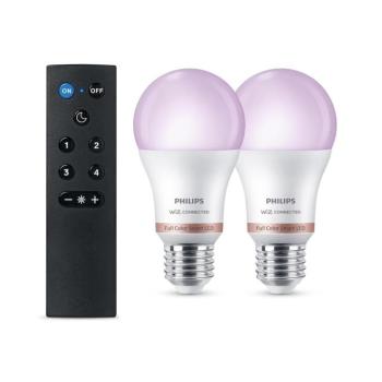 SZETT 2x LED RGB dimmelhető izzó Philips SMART A60 E27/8,5W/230V 2200-6500K + távirányító 8721103160102 kép