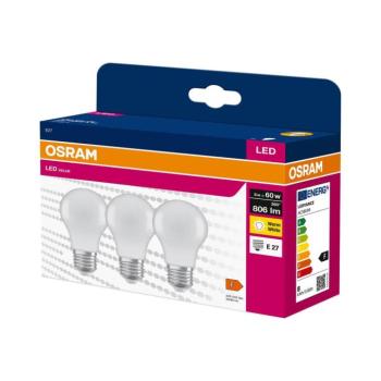 SZETT 3x LED izzó A60 E27/8W/230V 3000K - Osram 4058075629004