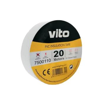 Szigetelőszalag öntapadós 20m fehér lángálló 0,13mm x 19mm 7500110 VITO kép