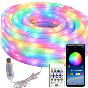 Színes LED szalag, fényszalag neon hatással, Bluetooth 4.0 kapcsolattal, 10 m - színes fényeffektekhez kép