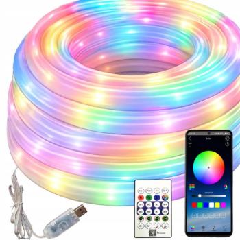 Színes LED szalag, fényszalag neon hatással, Bluetooth 4.0 kapcsolattal, 5 m - színes fényeffektekhez kép
