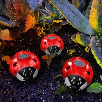 Szolár katicabogár – piros – 14,5 x 12 x 6 cm – 6 melegfehér LED kép