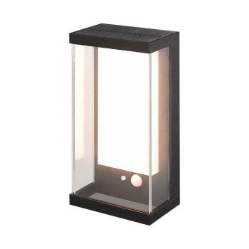 Szolár LED fali lámpa, 3000K, meleg fehér, 95lm, fekete, IP54, V-TAC, 23032 kép