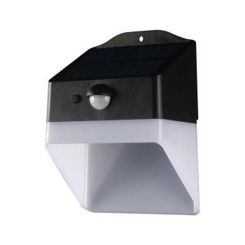 Szolár LED fali lámpa mozgásérzékelővel, 2w, 4000K, természetes fehér, 200lm, 120°x60°, fekete, fehér, IP65, V-TAC, 10309 kép