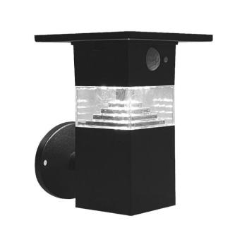 Szolár LED fali lámpa mozgásérzékelővel, 3w, 3000K, meleg fehér, 250lm, 110°, fekete, IP54, V-TAC, 23400 kép