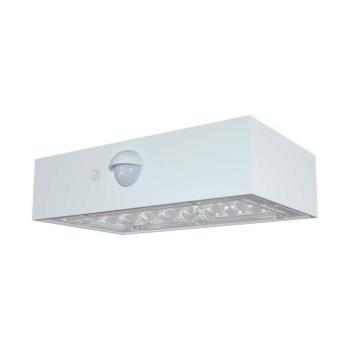 Szolár LED fali lámpa mozgásérzékelővel, 3w, 4000K, természetes fehér, 350lm, 120°x60°, fehér, IP65, V-TAC, 10306 kép