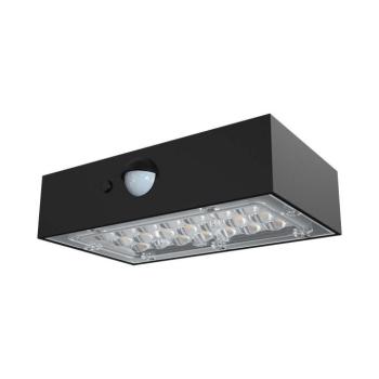 Szolár LED fali lámpa mozgásérzékelővel, 3w, 4000K, természetes fehér, 350lm, 120°x60°, fekete, IP65, V-TAC, 10305 kép
