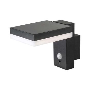 Szolár LED fali lámpatest mozgásérzékelővel, 3000K, meleg fehér, 220lm, fekete, IP54, V-TAC, 10402 kép