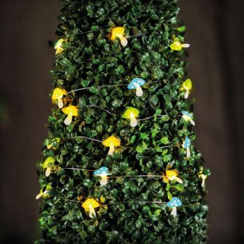 Szolár LED fényfüzér - gomba - 2,4 m - 25 LED - melegfehér kép