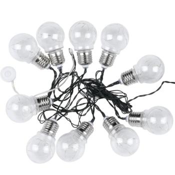 Szolár LED fényfüzér leszúró tüskével, 10 db izzó, 1w, 3000K, meleg fehér, 100lm, 300°, IP44, V-TAC, 8559