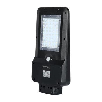 Szolár LED utcai lámpa, 15w, 4000K, természetes fehér, 1600lm, 140°x70°, fekete, IP65, V-TAC, 8549 kép