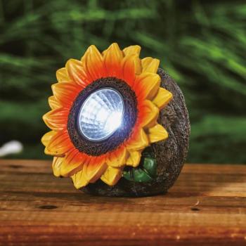 Szolár napraforgó - 2 fehér LED - 5 x 8 x 8,6 cm kép