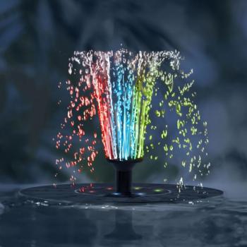 Szolár szökőkút – akkumulátorral, 6 db RGB LED-del kép