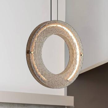 Tamara LED lógó lámpa, borostyánszínű, Ø 40 cm, üveg/fém kép