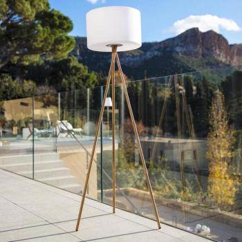 Tamboury LED tölthető állólámpa, fehér/barna, magasság 150 cm, acél kép