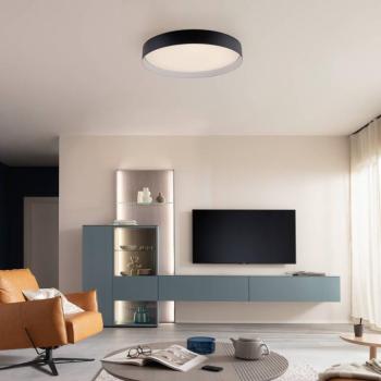 TAVOLI LED mennyezeti világítás, fekete, Ø 49 cm, fém, CCT, dimmelhető kép