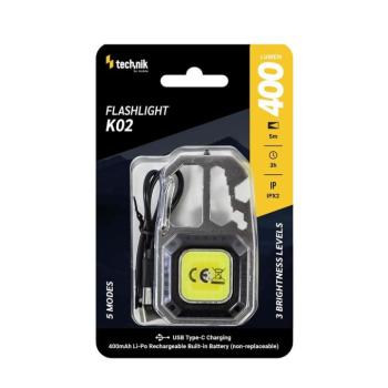 Technik Elemlámpa K02 (akkumulátoros 400mAh) COB LED, USB-C (400 lumen), IPX2, újratölthető, MT-K02 kép