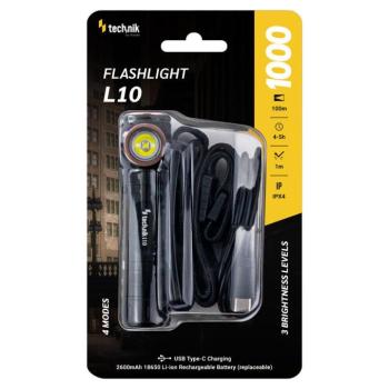 Technik Elemlámpa L10 (+1x18650 2600mAh) SST25, USB-C (1000 lumen), IPX4, újratölthető, MT-L10 kép