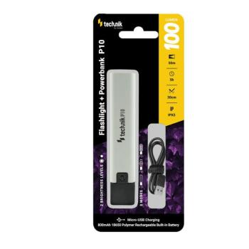 Technik Elemlámpa P10 (akkumulátoros) XPE LED,powerbank,micro USB (100 lumen), IPX2, újratölthető, MT-P10 kép