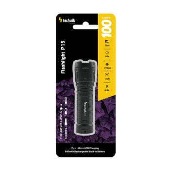 Technik Elemlámpa P15 (akkumulátoros) XPE LED, micro USB (100 lumen), IP22, újratölthető, MT-P15 kép