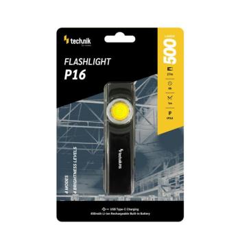 Technik Elemlámpa P16 (akkumulátoros) COB LED, USB-C (500 lumen), IPX4, újratölthető, MT-P16 kép