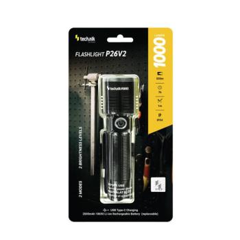 Technik Elemlámpa P26V2 (+1x18650 2000mAh) LED, USB-C (1000 lumen), IPX4, újratölthető, MT-P26V2 kép