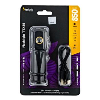Technik Elemlámpa TTX85 (1x18650 2200mAh) 3xP35 LED (850 lumen), IPX4, újratölthető, MT-TTX85 kép