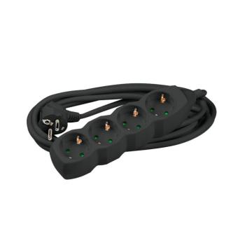 Technik Elosztó 4 utas 3m kábellel (fekete) 16A, MT4W3M1-5-BK kép