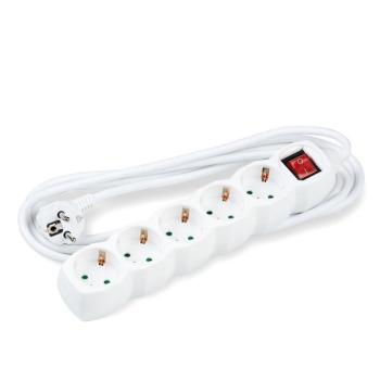 Technik Elosztó 5 utas 1,5m kábellel, kapcsoló (fehér) 16A, MT5W1-5MS1-5-W kép