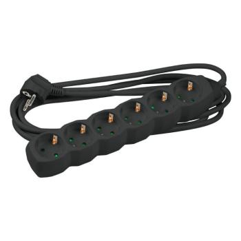Technik Elosztó 6 utas 5m kábellel (fekete) 16A, MT6W5M1-5-BK kép