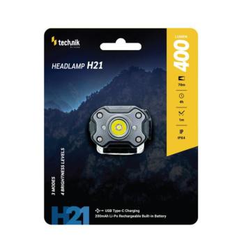 Technik Fejlámpa H21 (akkumulátoros) LED, Type-C (400 lumen) BG, IPX4, újratölthető, MT-H21 kép