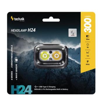 Technik Fejlámpa H24 (akkumulátoros) LED,Type-C IPX4 (300 lumen), újratölthető, MT-H24 kép