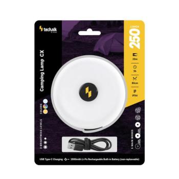 Technik Kempinglámpa CX (akkumulátoros) XPG+24 LED, USB Type-C (250 lumen), IPX4, újratölthető, MT-CX kép