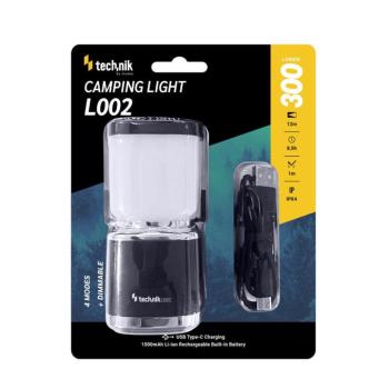 Technik Kempinglámpa L002 (akkumulátoros - 1500mAh) (300 lumen), IPX4, újratölthető, MT-L002 kép